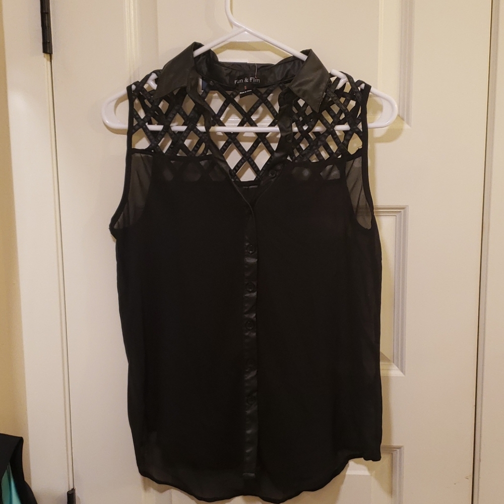 Black sheer blouse shirt